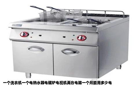 一个洗衣机一个电热水器电磁炉电视机两台电脑一个月能用多少电